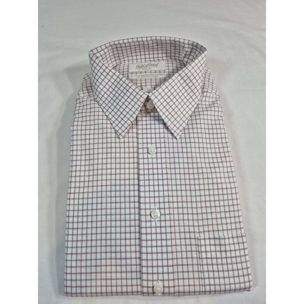 Roundtree Yorke Gold Label Men's Shirt Size 16 33 Full Fit White Burgund (56)